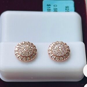 Moissanite Diamond rose gold screwback earrings